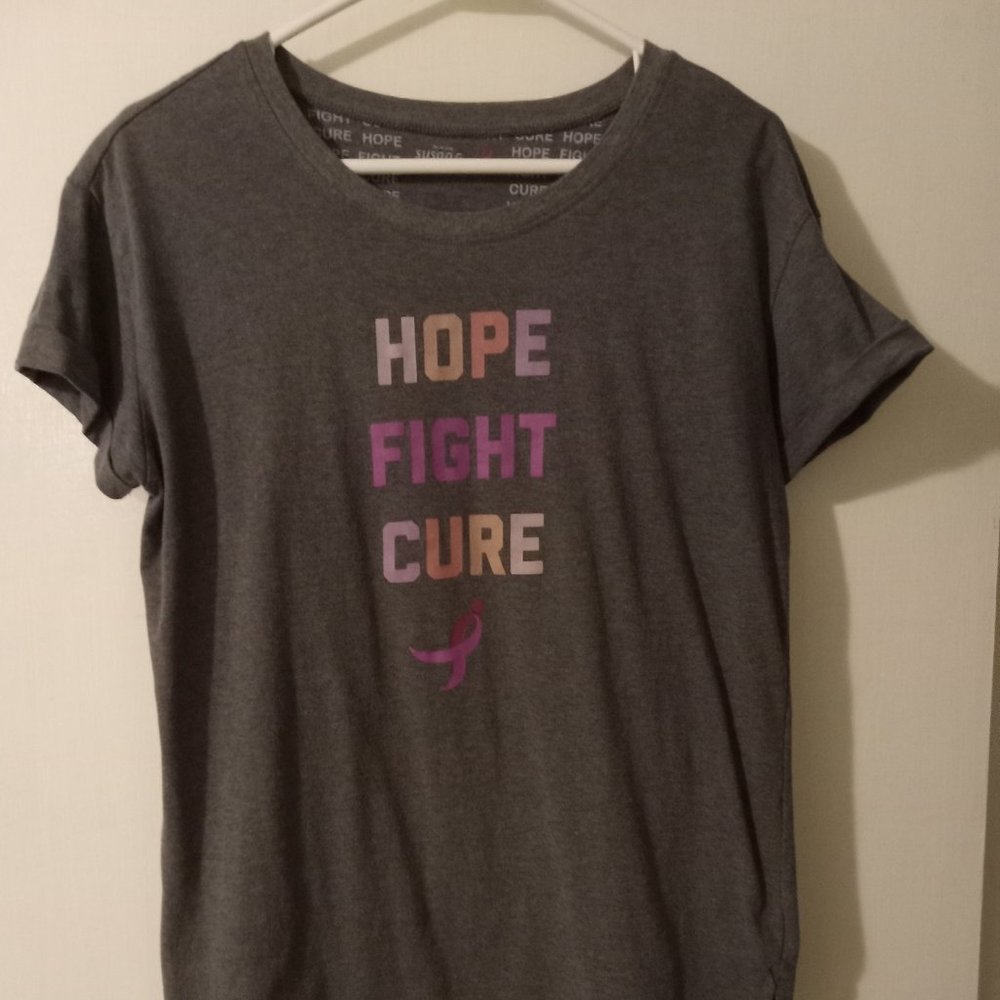 Women’s Susan G Komen "Hope Fight Cure" Gray Short Sleeve T-Shirt Size Large
